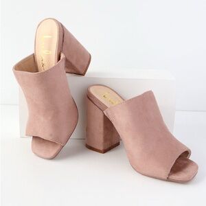 Lulu's Pink Suede Mules